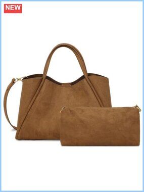 Faux Leather Satchel Handbag with Inner Pouch Crossbody Shoulder Bag